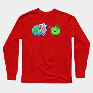 World Fighting Corona Virus Cartoon (2) Long Sleeve T-Shirt